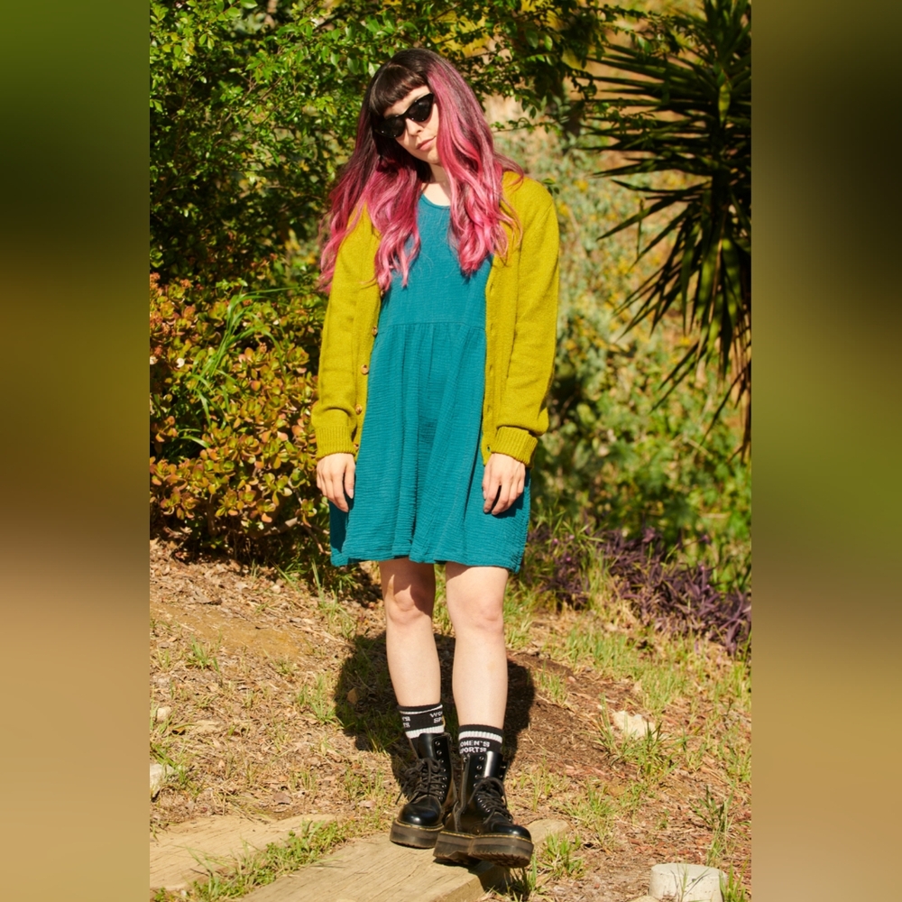 Tuesday of California Large Teal Muffy Dress